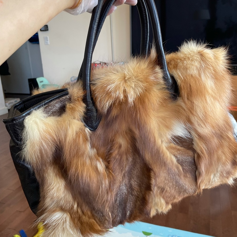 Memo’s Saccs real fur handle bag brown medium size